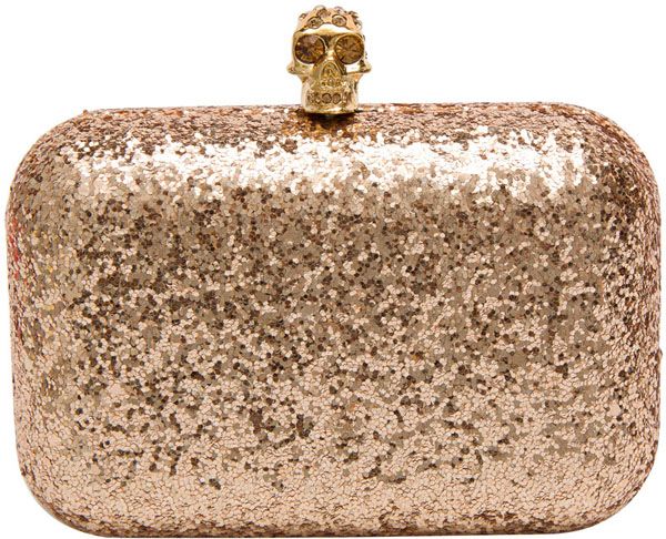 CLUTCH DE CAVEIRA COM GLITTER DOURADO